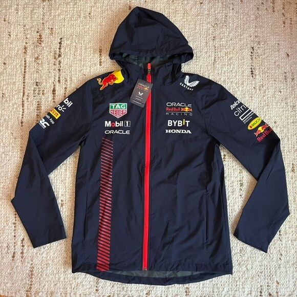 RARE NEW Red Bull Racing F1 Castore F1 Navy Redbull Rain Jacket Parka Coat XS S - Picture 1 of 7